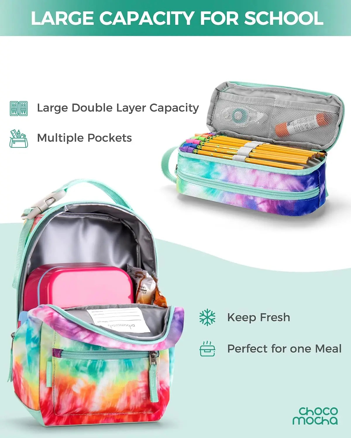 Girls School Backpack with Lunch Box