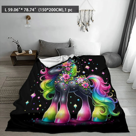 High-Definition Printed Unicorn Blanket