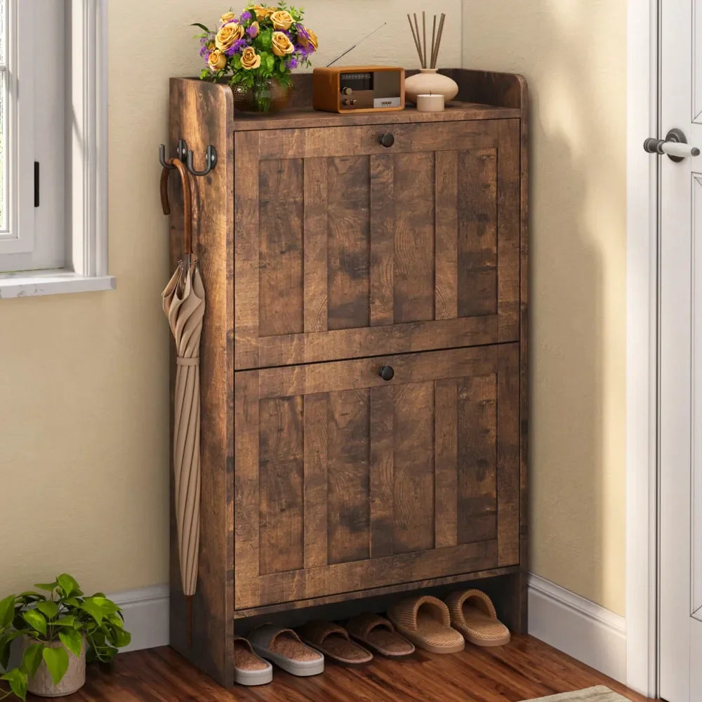 Space-Saving Cabinet With 2 Flip Drawers