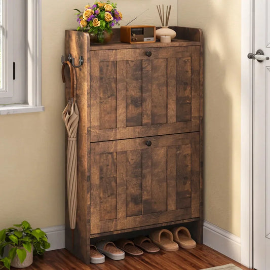 Space-Saving Cabinet With 2 Flip Drawers