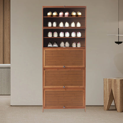Bamboo Shoe Cabinet Storage Organizer