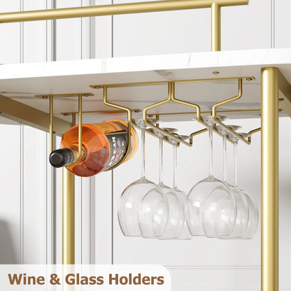 3-Tier Drinks Bar Cart with Wheels