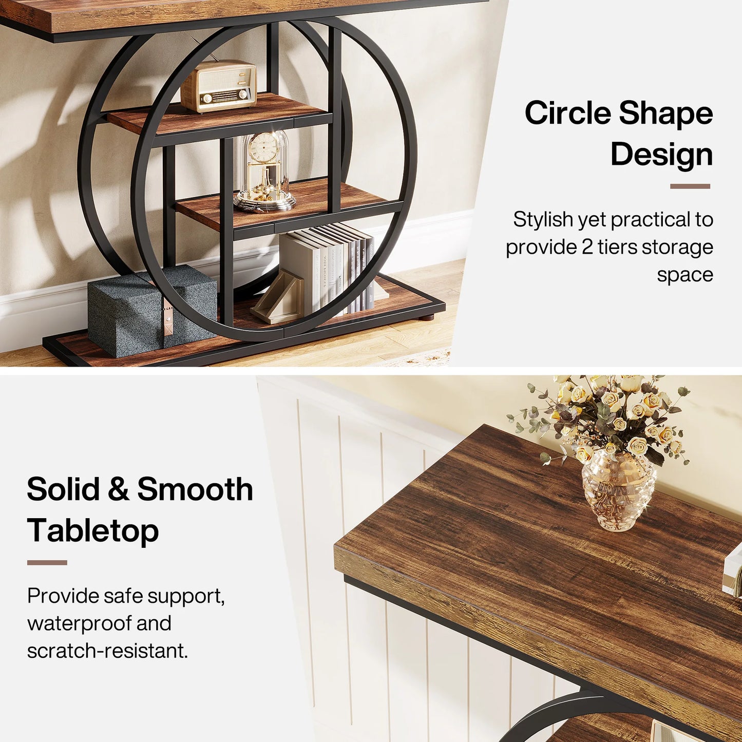 41.3-Inch 4-Tier Industrial Entryway Table