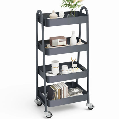 4-Tier Storage Kitchen Cart with Lockable Wheels