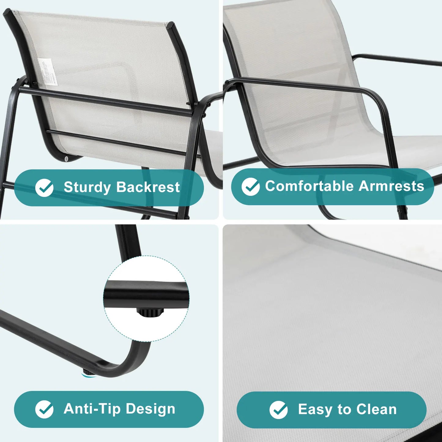 3 Pc Patio Furniture Set with Table