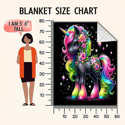 High-Definition Printed Unicorn Blanket