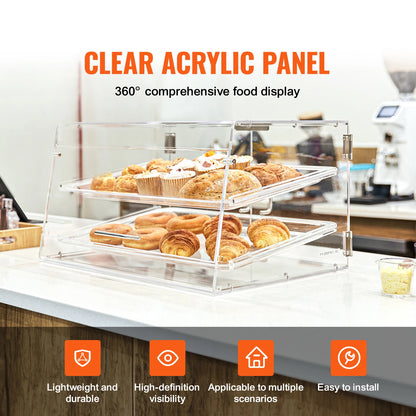 Clear Pastry Display Case Acrylic Commercial Countertop