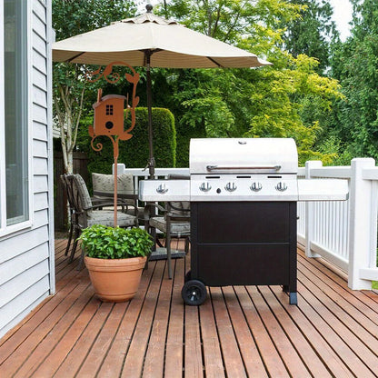 Rustic Bird House Stand Garden Yard Decor