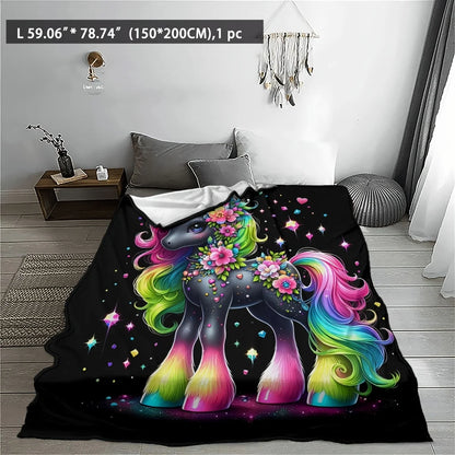 High-Definition Printed Unicorn Blanket