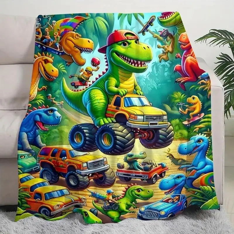 Cartoon Dinosaur Throw Blanket