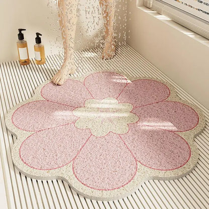 Round Flower Bathroom Mat Quick Drying