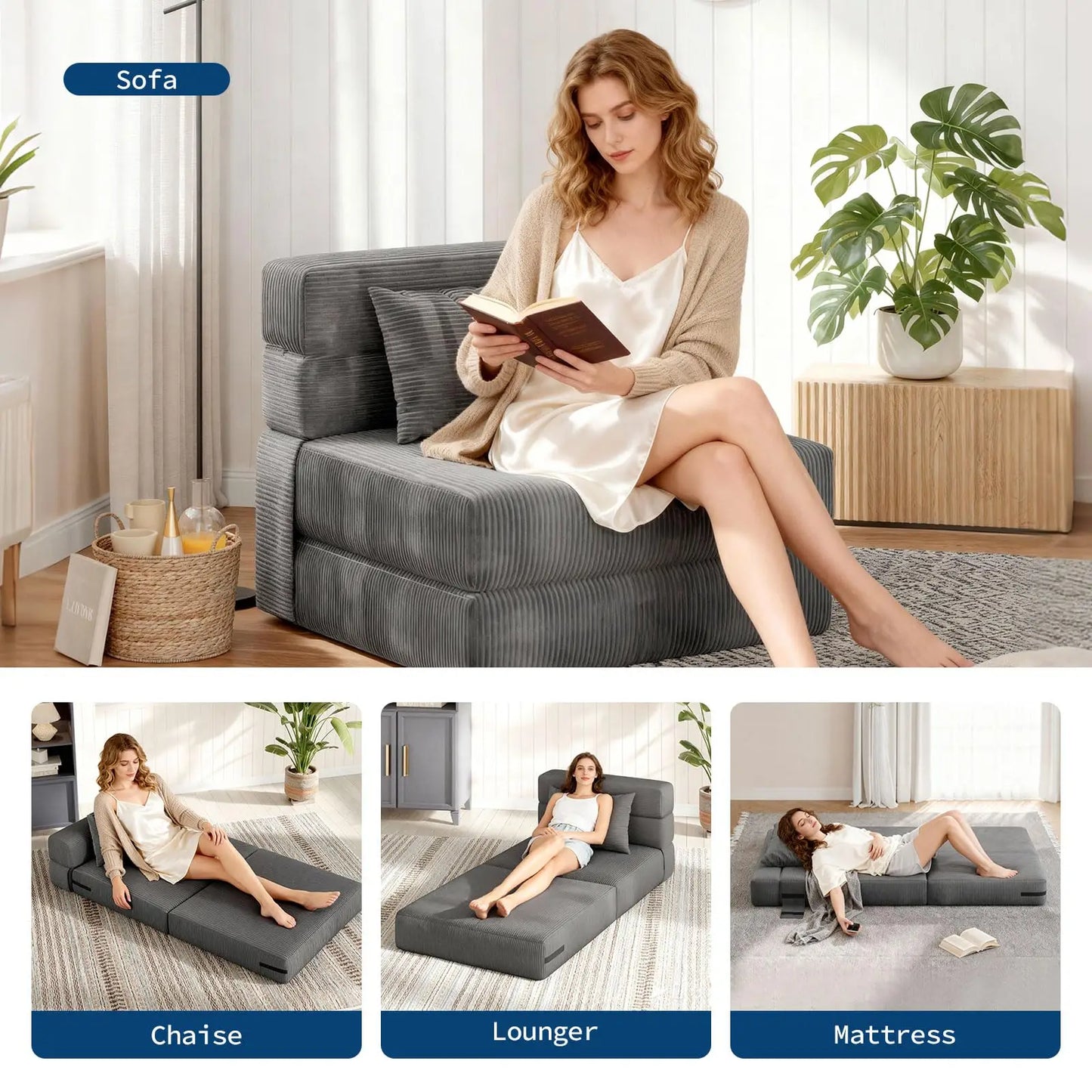 4-in-1 Folding Sofa Bed Convertible Sleeper