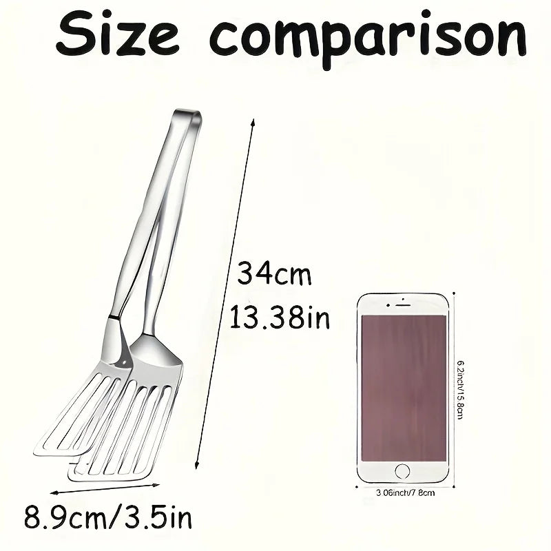 Stainless Steel Steak Tongs for Grilling & Flipping