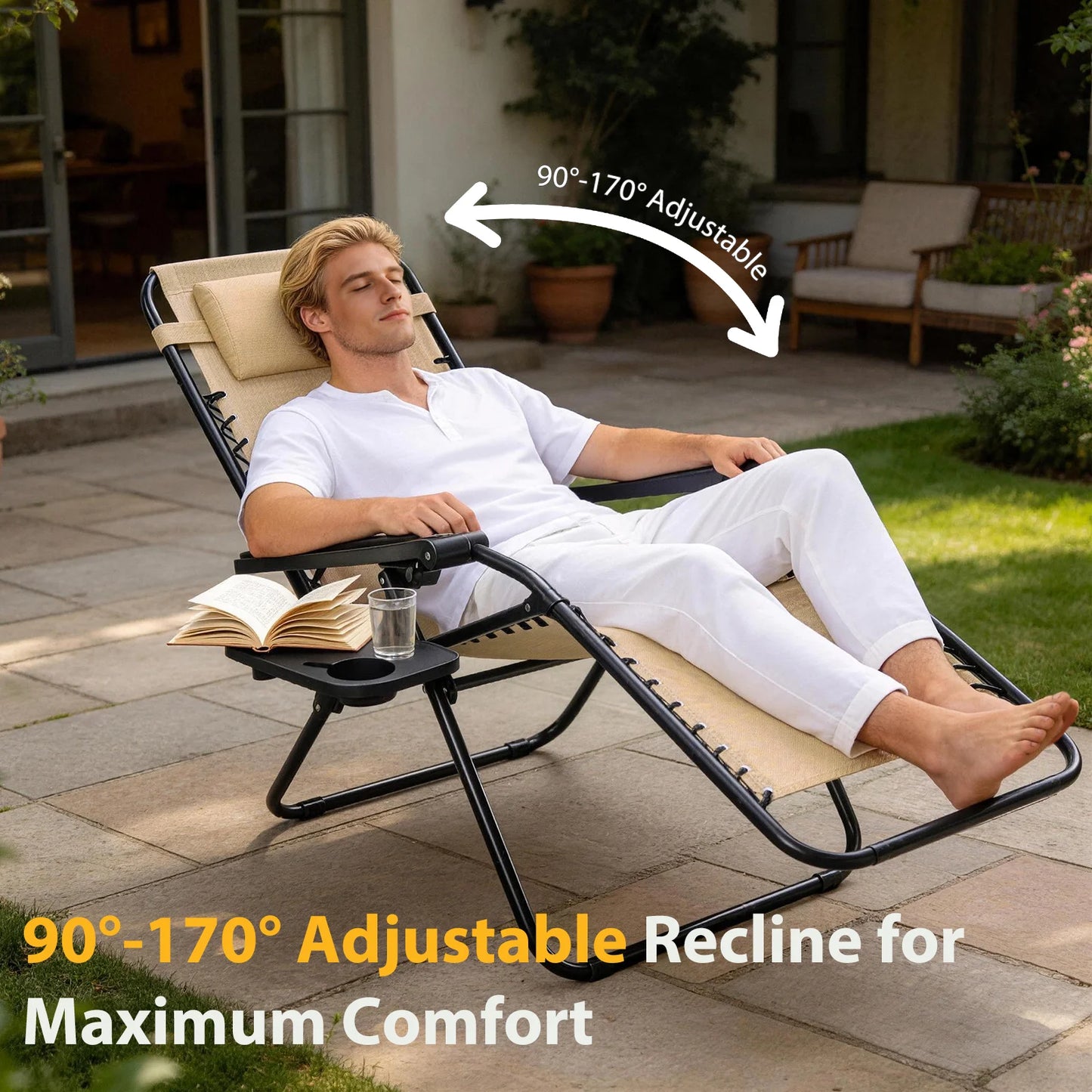 Set of 2 Portable Zero Gravity Recliner Chairs