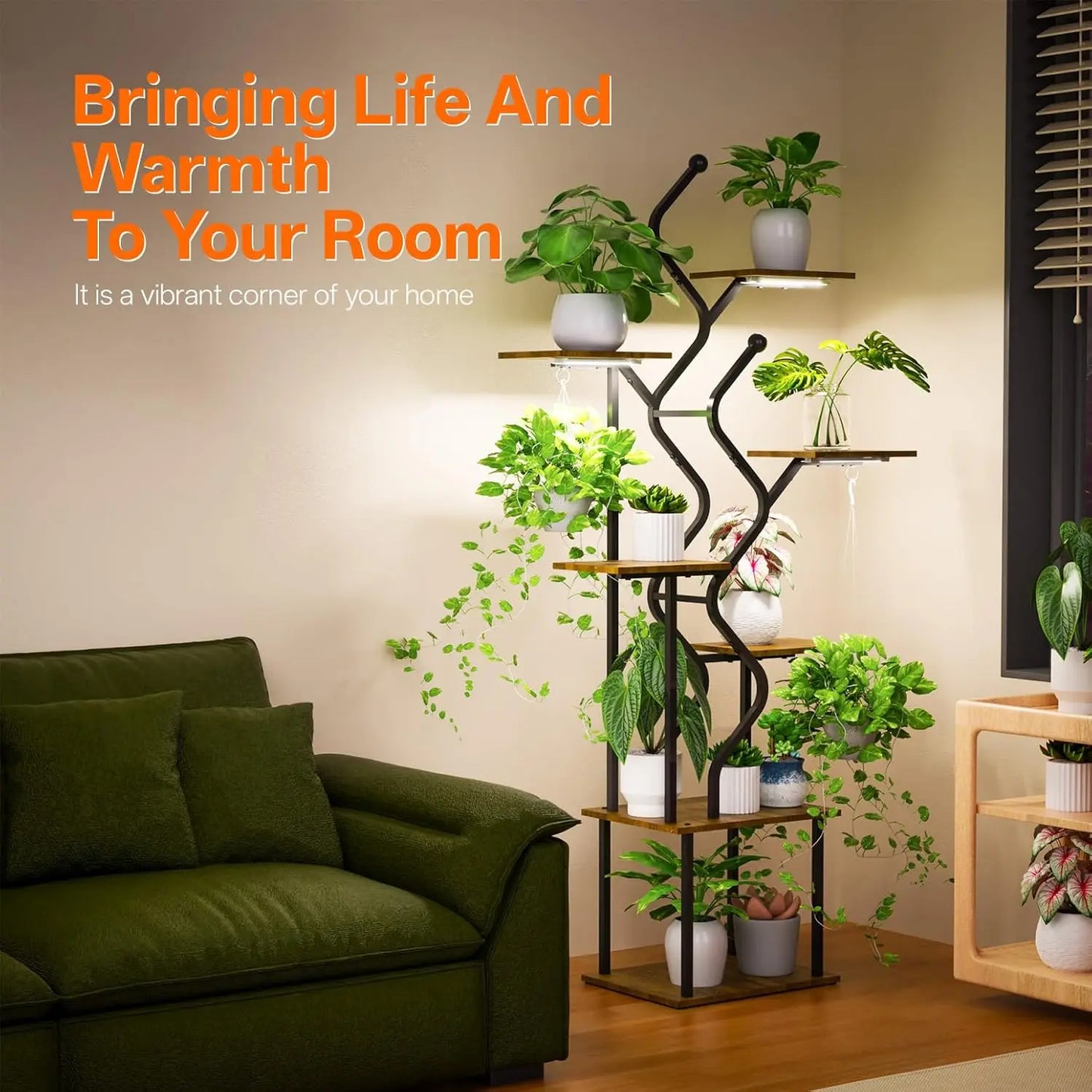 63 Inch 7-Tier Plant Stand with Grow Light
