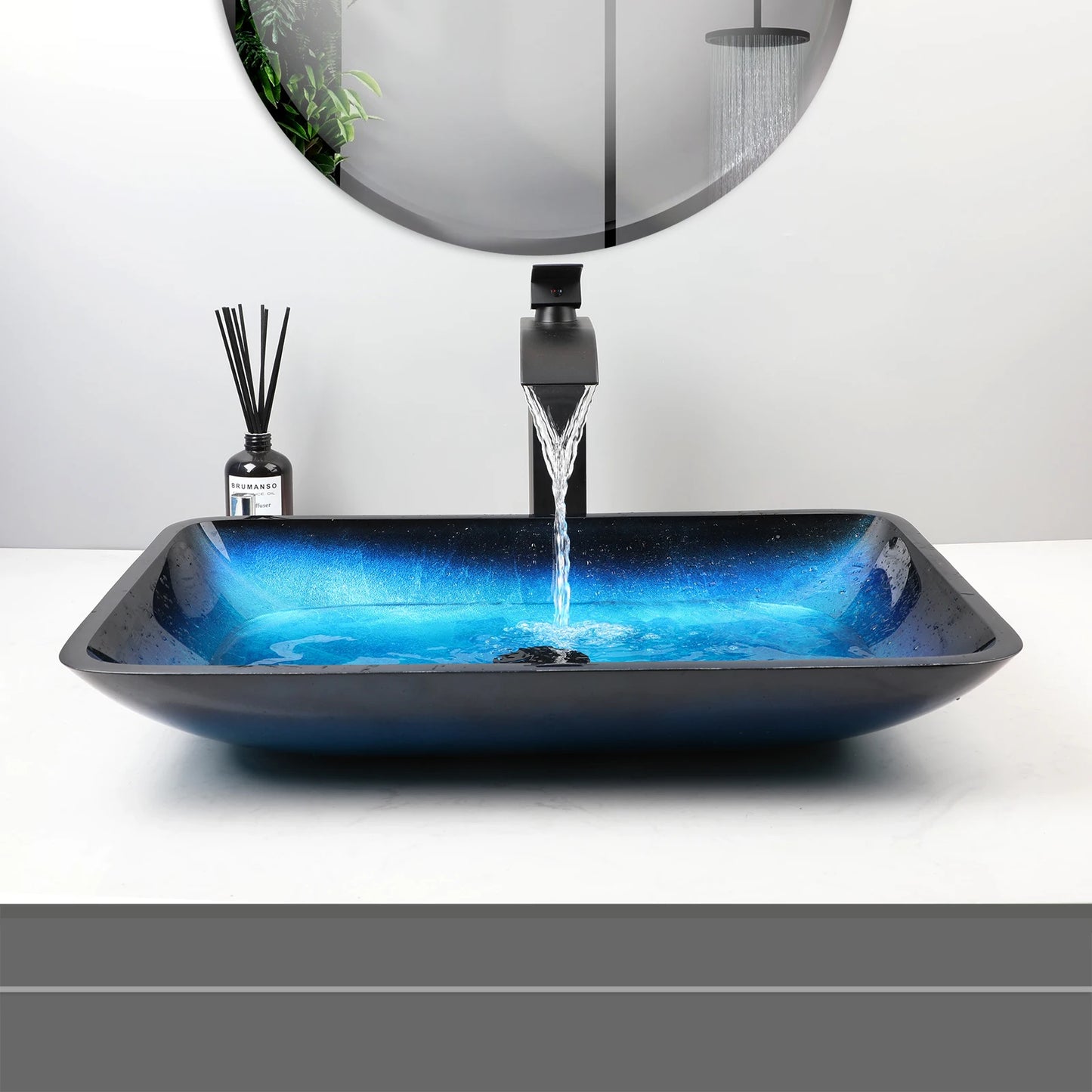 Tempered Glass Washbasin Faucet Set