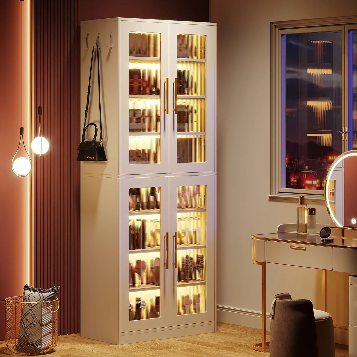 8-Tier Shoe Cabinet with LED Lights