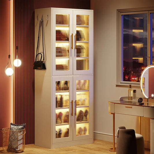 8-Tier Shoe Cabinet with LED Lights