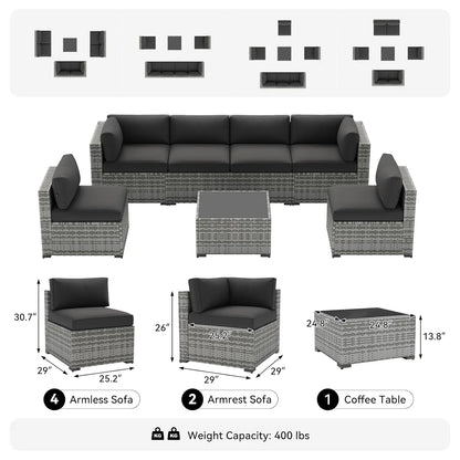 7-Piece Wicker Rattan Outdoor Furniture