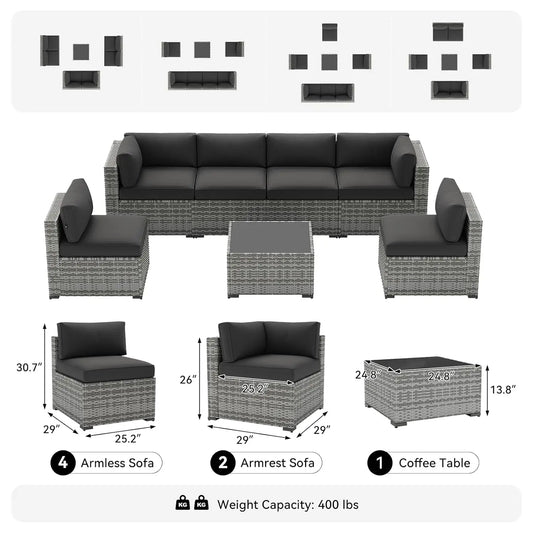 7-Piece Wicker Rattan Outdoor Furniture