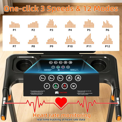 12% Incline, 3-in-1 Foldable Treadmills