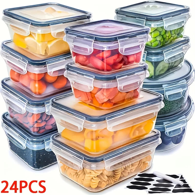 48Pcs BPA-Free Food Storage Set with Labels