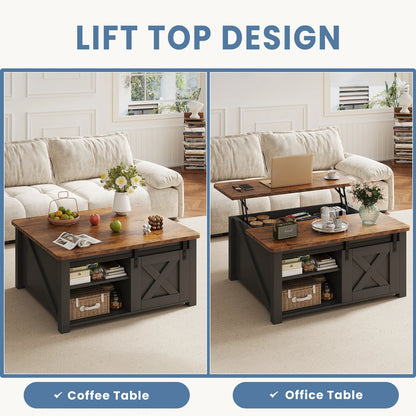 31.5In Wood Lift-Top Coffee Tables with Storage