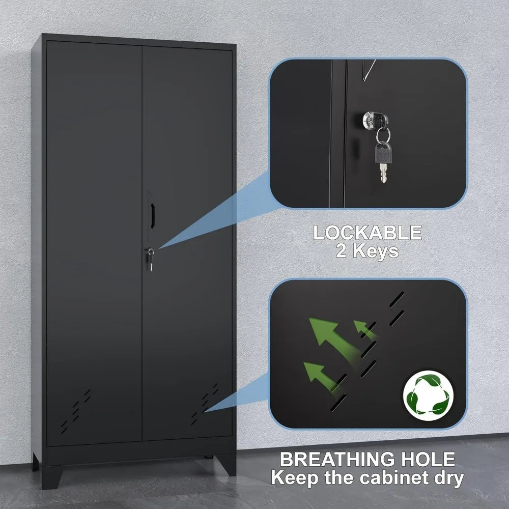 Metal Storage Cabinet with Locking Doors