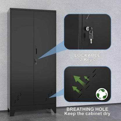 Metal Storage Cabinet with Locking Doors