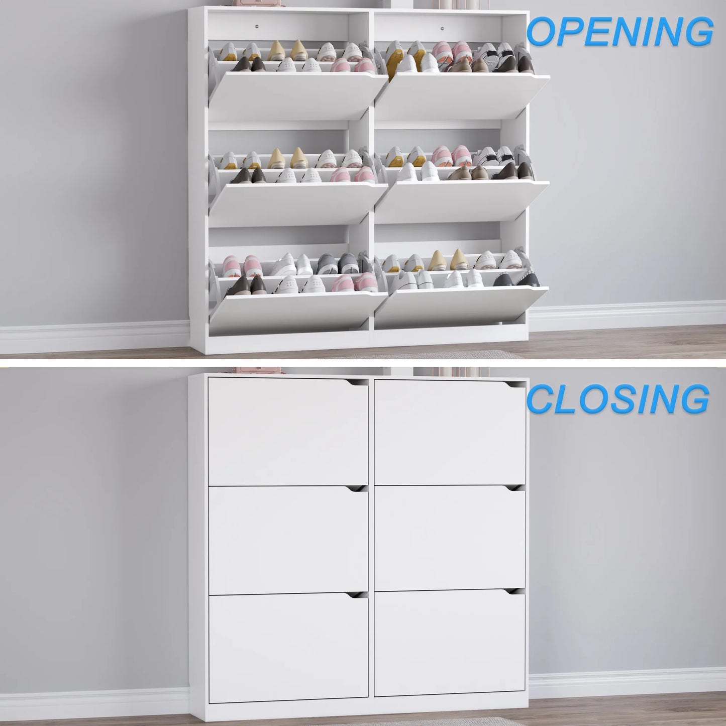 Shoe Storage Cabinet with 6 Flip Drawers