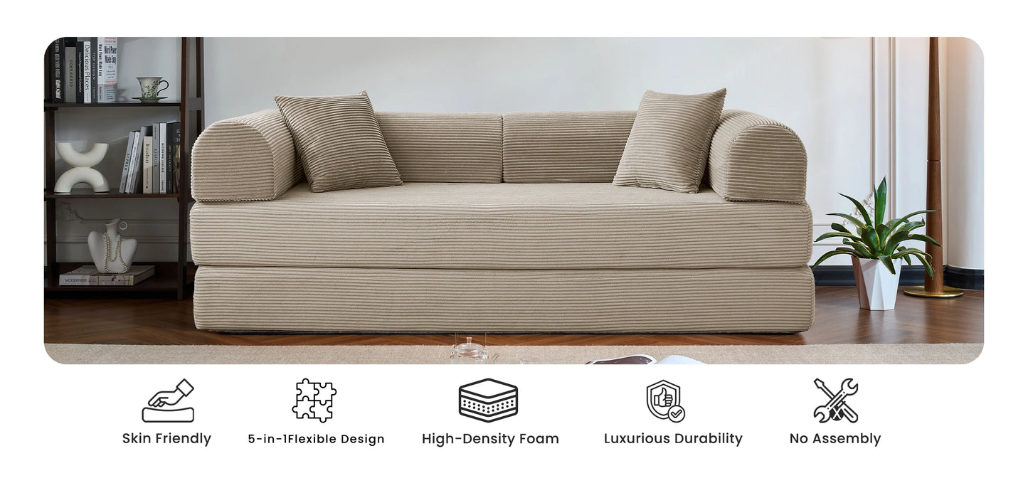 79’’ Folding Convertible Corduroy Sofa Bed