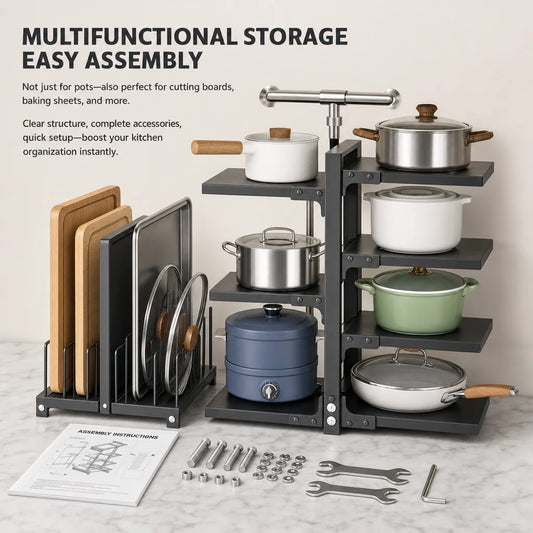 Height-Adjustable Stainless Steel Kitchen Storage Rack