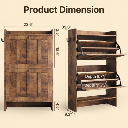 Space-Saving Cabinet With 2 Flip Drawers