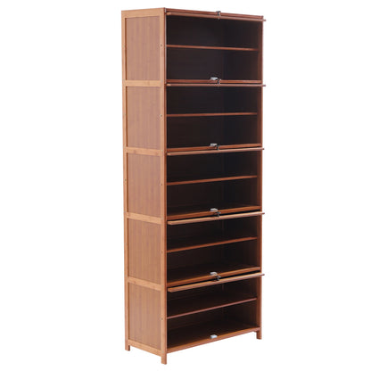 Bamboo Shoe Cabinet Storage Organizer