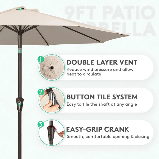 9FT Outdoor Patio Umbrella Push Button Tilt