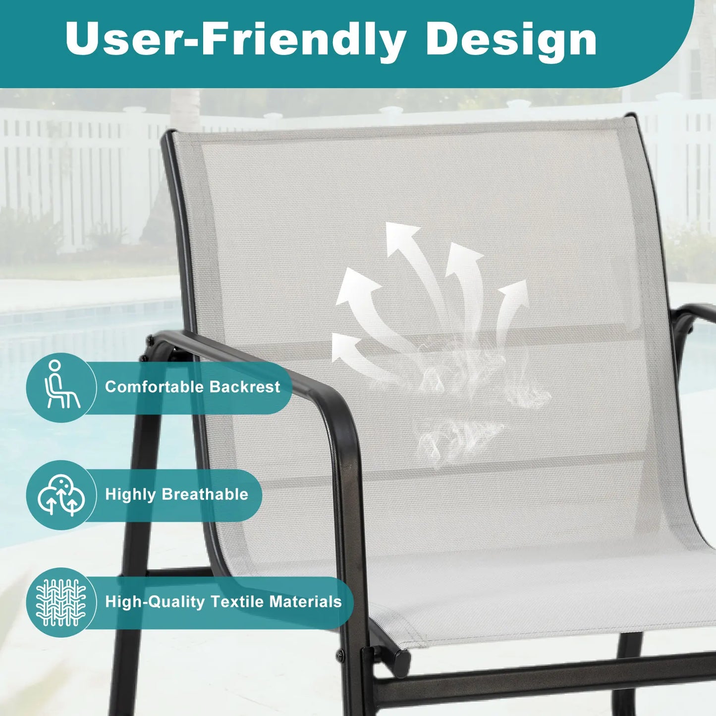 3 Pc Patio Furniture Set with Table