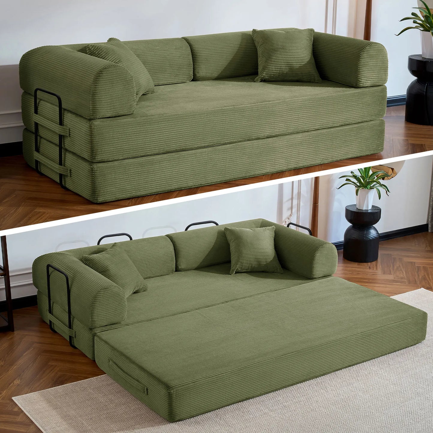 79’’ Folding Convertible Corduroy Sofa Bed