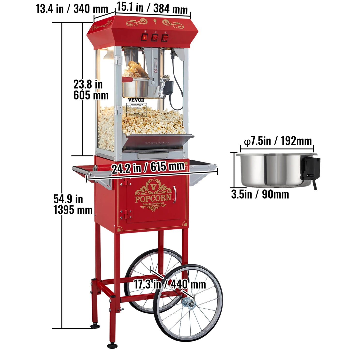 8/12Oz Electric Popcorn Maker Commercial Popper Machine