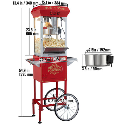 8/12Oz Electric Popcorn Maker Commercial Popper Machine