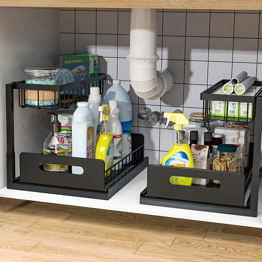 1/2pcs Sliding Pull-Out Cabinet Rack