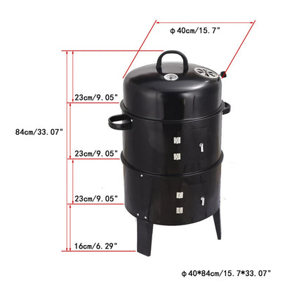 3-Tier Charcoal Smoker Grill