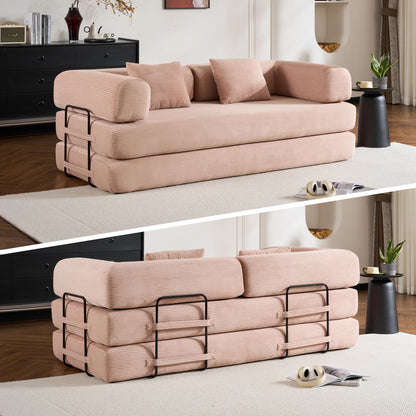 79" Folding Corduroy Futon Sofa Bed