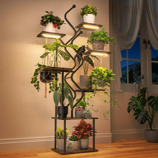 63 Inch 7-Tier Plant Stand with Grow Light