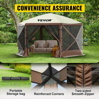 Pop-up 6 Sided 12' x 12' / 10' x 10' Camping Gazebo