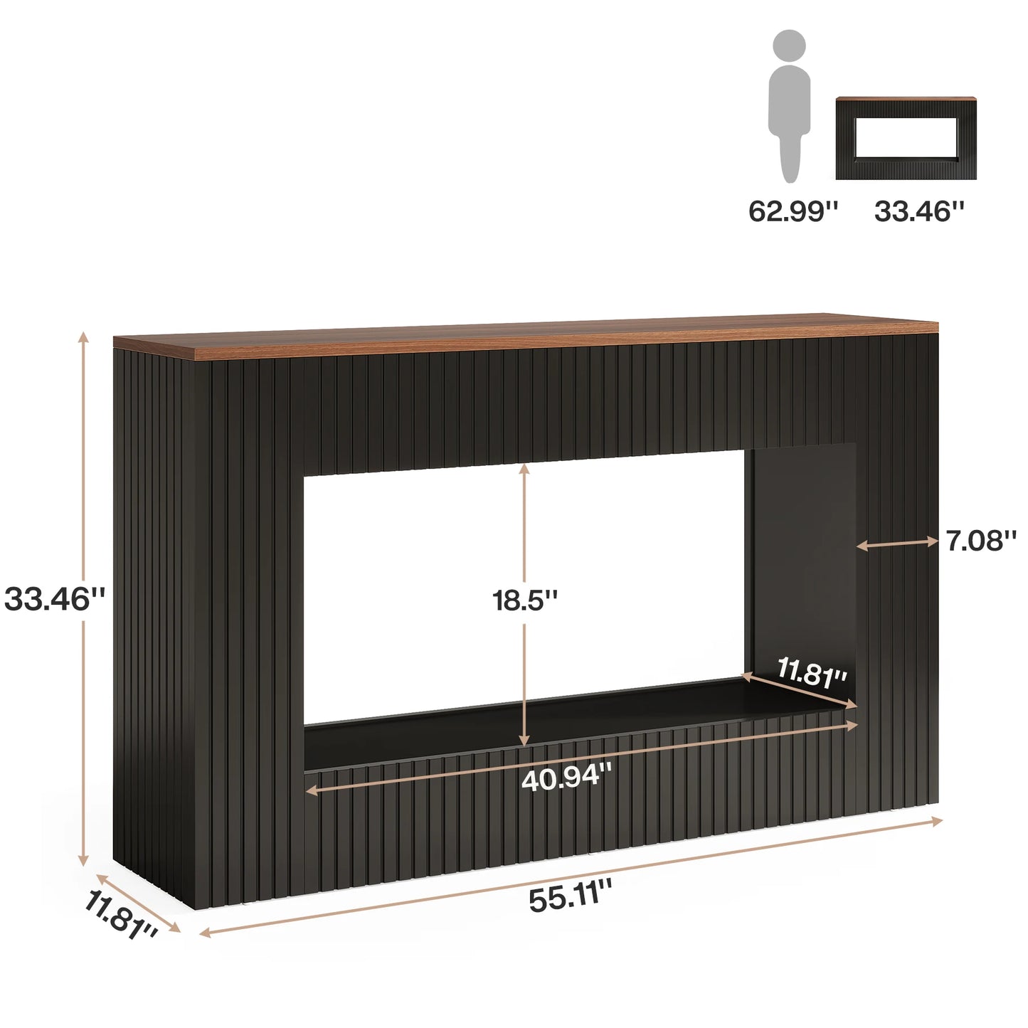 55-Inch Wood Entryway Table with Storage