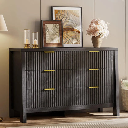Wide 6 Drawer Fluted Dresser