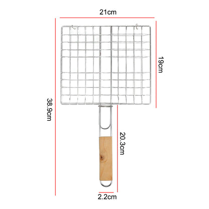 Stainless Steel Grill Mesh with Wooden Handle