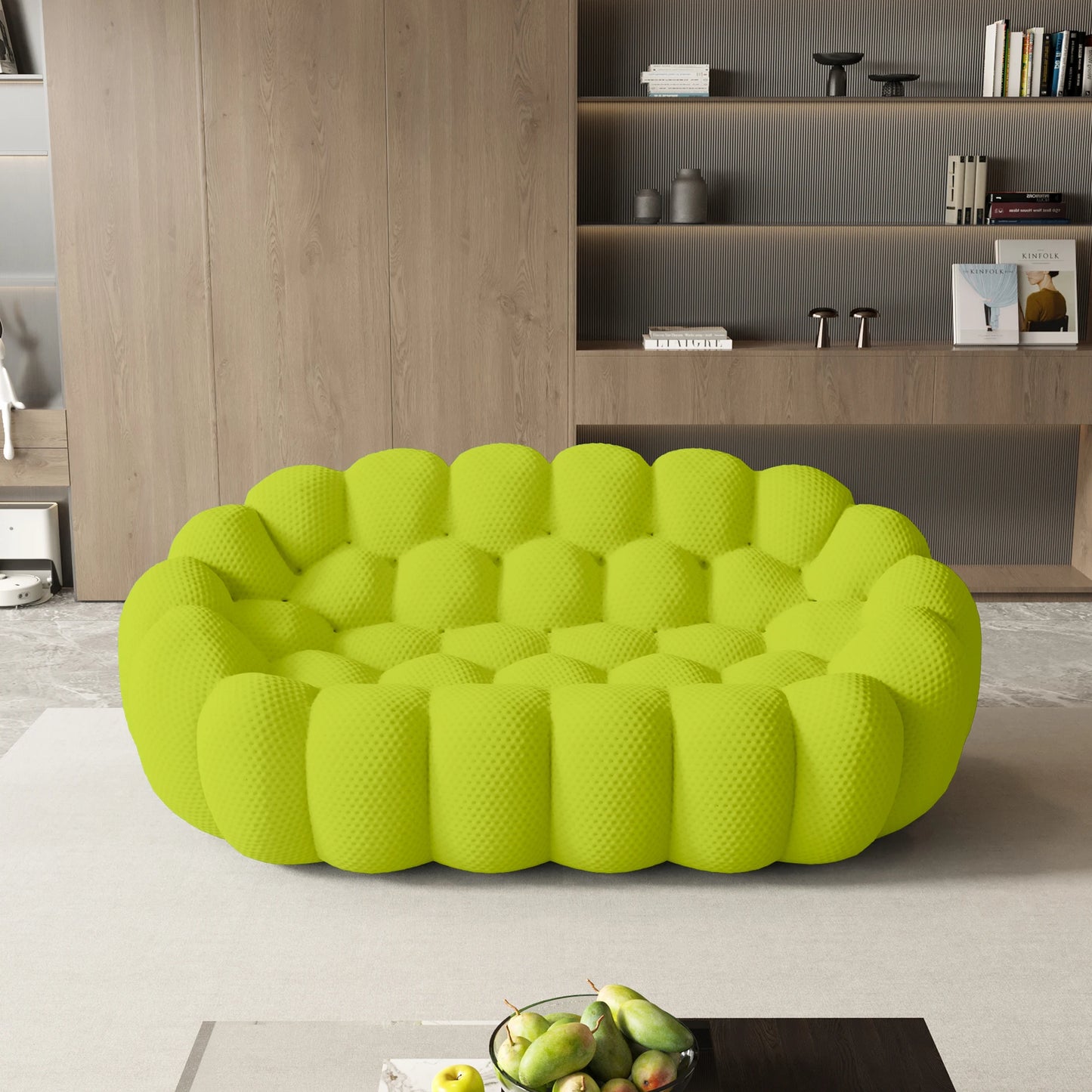 Curved Boneless Loveseat with 3D Knitted Fabric