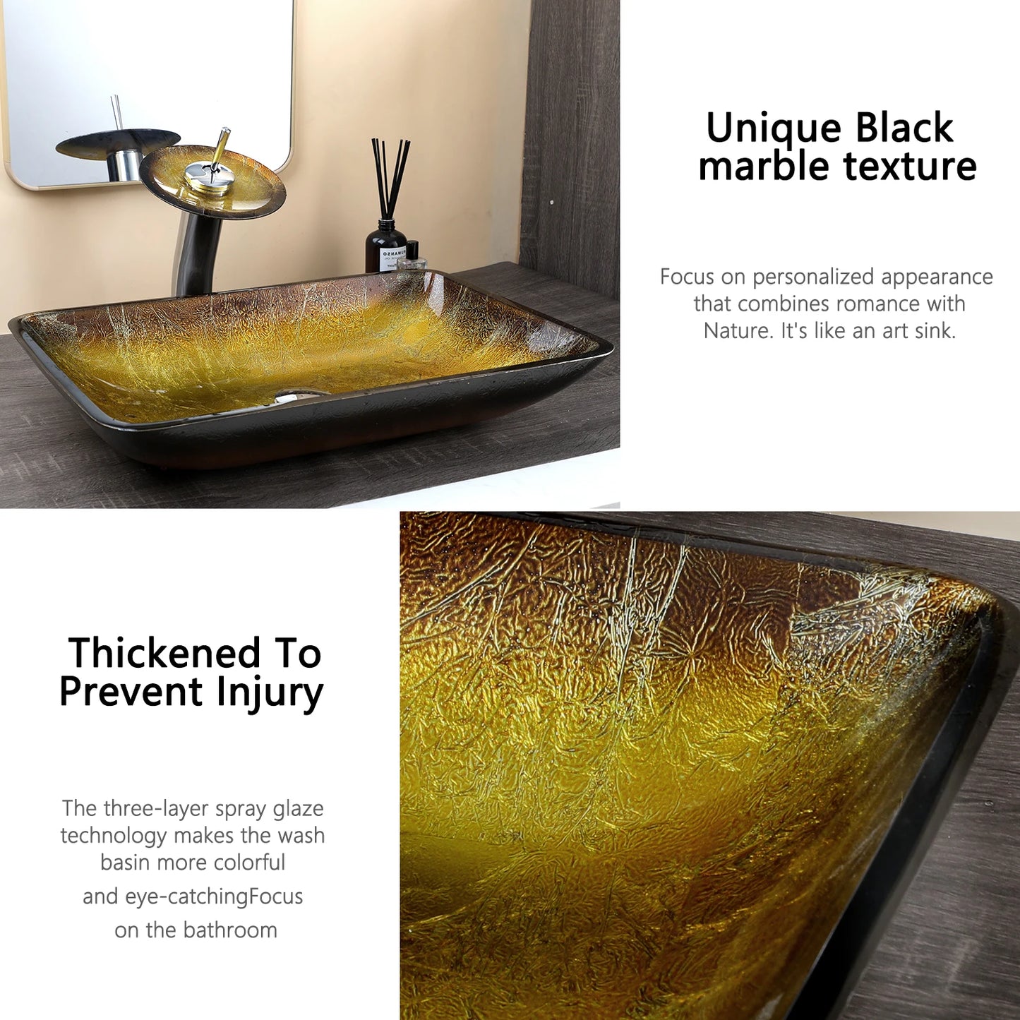 Tempered Glass Washbasin Faucet Set