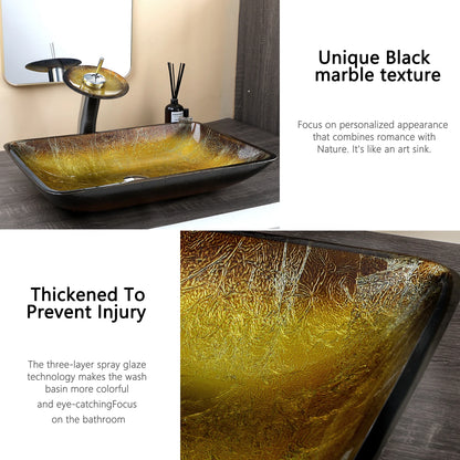 Tempered Glass Washbasin Faucet Set